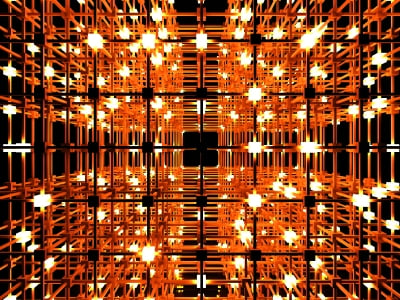3D rendered Illustration. A glowing grid.