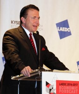Frank Mottek, the voice of business for Los Angeles, and host of KNX Money Hour was emcee for the Economic Forecast, continuing a longstanding tradition.