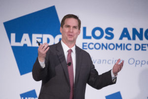 Bret Johnson speaks during the LAEDC 2019 Economic Forecast event in Los Angeles Feb. 20, 2019. Photo/Phil McCarten