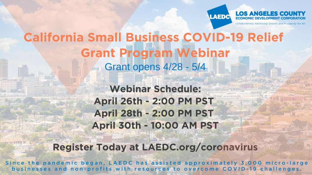 California Small Business COVID19 Relief Grant Program inar Los