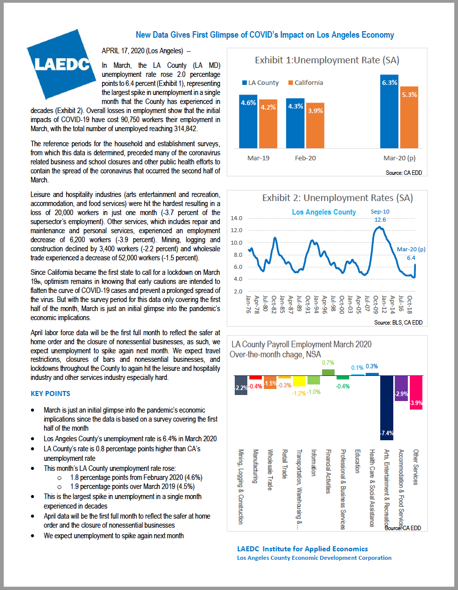 Edd Report Examples LAEDC offers analysis of March 2020 EDD Employment Report for LA County ...