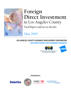 Foreign Direct Investment In Los Angeles County: 2008-2009 Report & Survey (OLD)